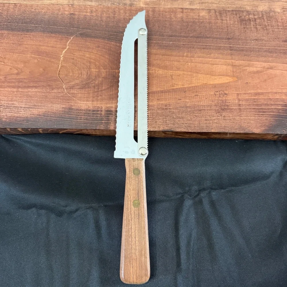 Carve-N-Saw Knife with Saw Blade Wood Handle Retro Kitchen Stainless Steel VTG